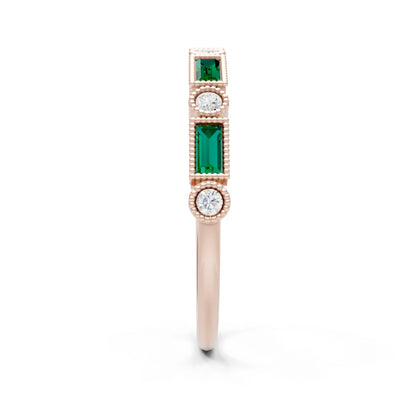 Dainty Alternating Gemstone Band - Baguette & Round