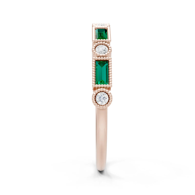 Dainty Alternating Gemstone Band - Baguette & Round