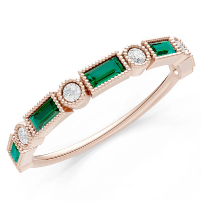 Dainty Alternating Gemstone Band - Baguette & Round