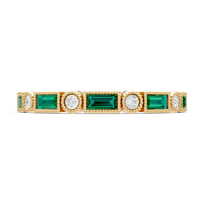 Dainty Alternating Gemstone Band - Baguette & Round