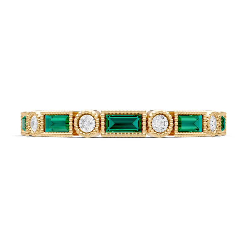 Dainty Alternating Gemstone Band - Baguette & Round