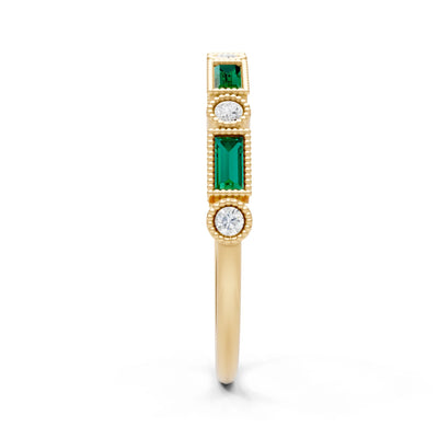 Dainty Alternating Gemstone Band - Baguette & Round