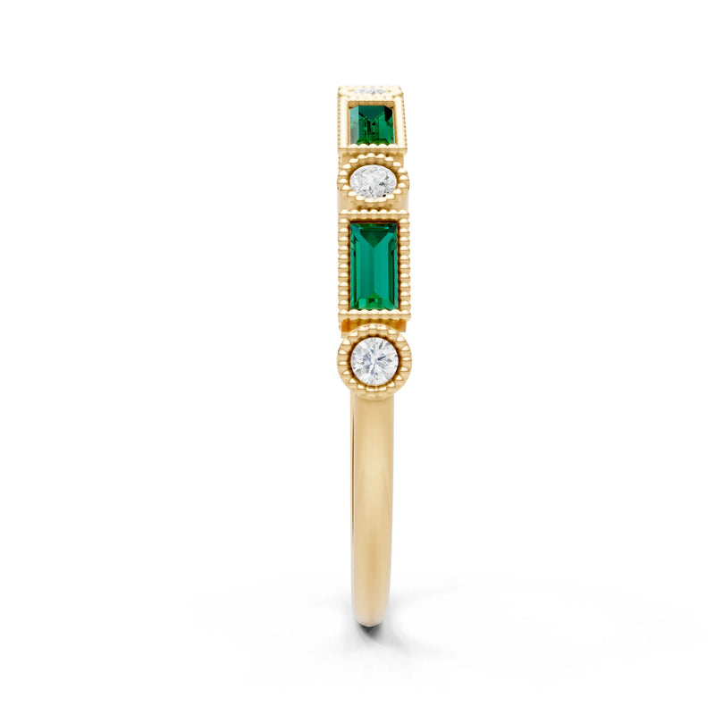 Dainty Alternating Gemstone Band - Baguette & Round