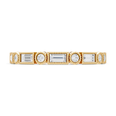 Dainty Alternating Gemstone Band - Baguette & Round