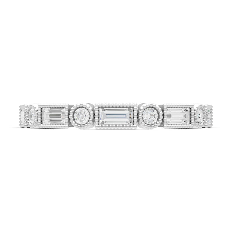 Dainty Alternating Gemstone Band - Baguette & Round