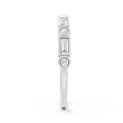 Dainty Alternating Gemstone Band - Baguette & Round