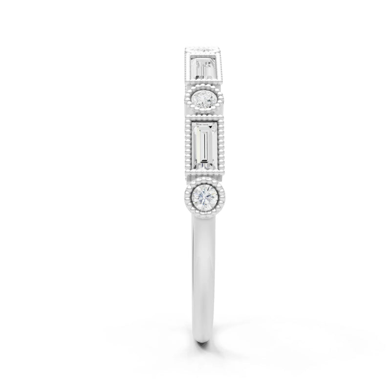 Dainty Alternating Gemstone Band - Baguette & Round