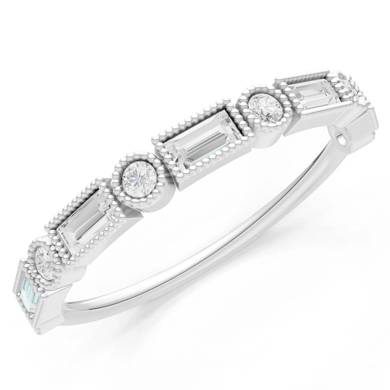 Dainty Alternating Gemstone Band - Baguette & Round