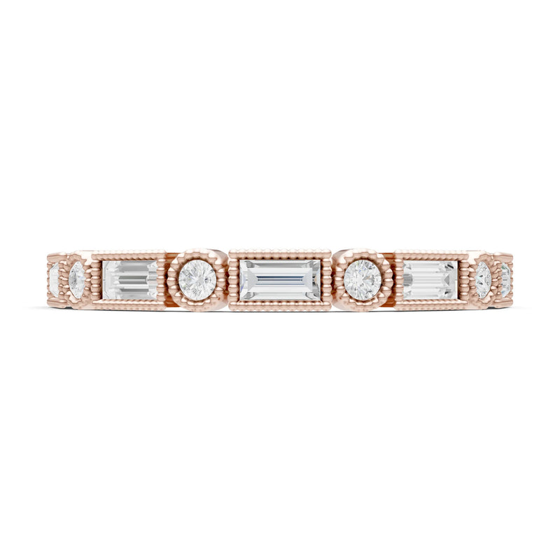 Dainty Alternating Gemstone Band - Baguette & Round