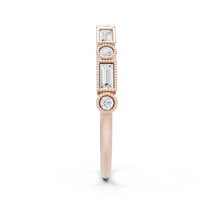 Dainty Alternating Gemstone Band - Baguette & Round