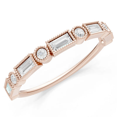 Dainty Alternating Gemstone Band - Baguette & Round