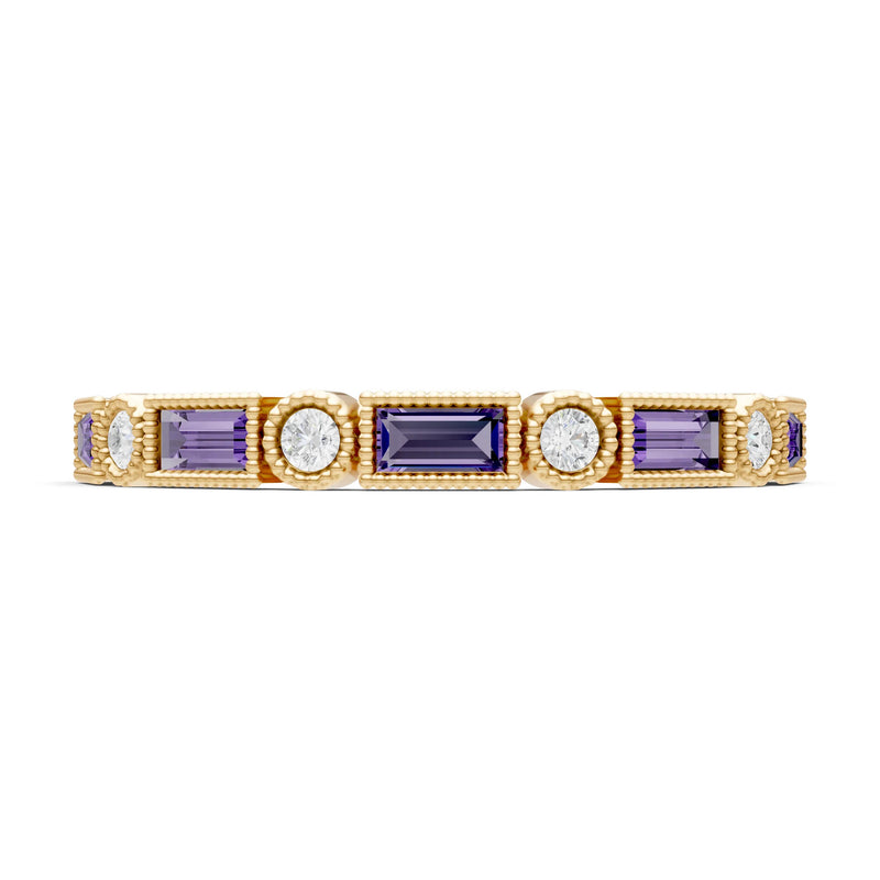 Dainty Alternating Gemstone Band - Baguette & Round