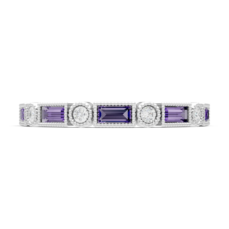 Dainty Alternating Gemstone Band - Baguette & Round