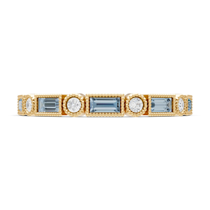Dainty Alternating Gemstone Band - Baguette & Round