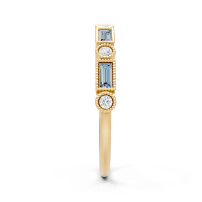 Dainty Alternating Gemstone Band - Baguette & Round