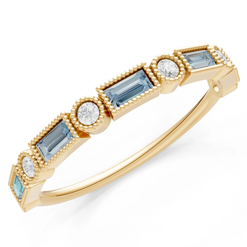 Dainty Alternating Gemstone Band - Baguette & Round