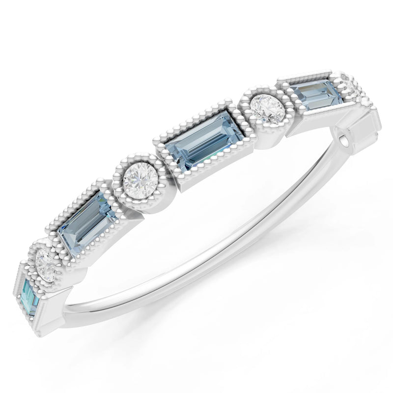 Dainty Alternating Gemstone Band - Baguette & Round