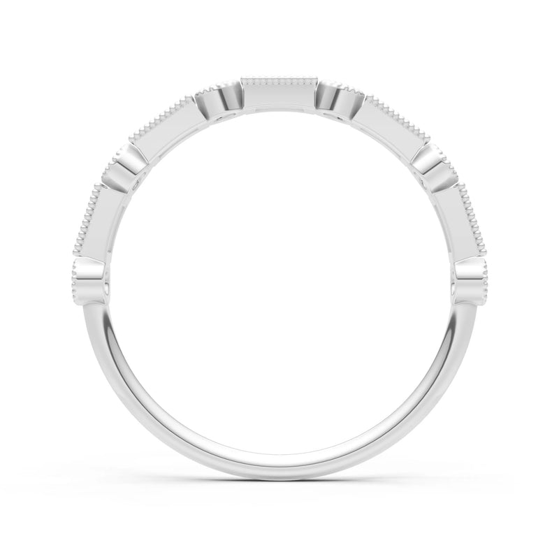 Aquamarine Dainty Alternating Gemstone Band - Baguette & Round