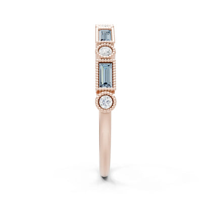 Dainty Alternating Gemstone Band - Baguette & Round