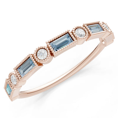 Dainty Alternating Gemstone Band - Baguette & Round