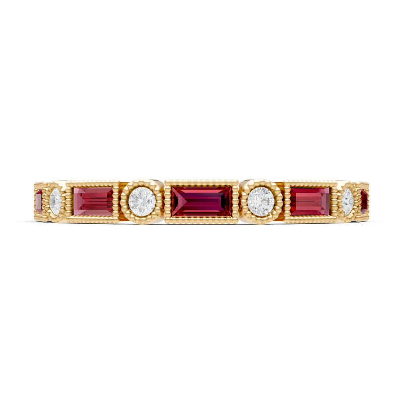 Dainty Alternating Gemstone Band - Baguette & Round