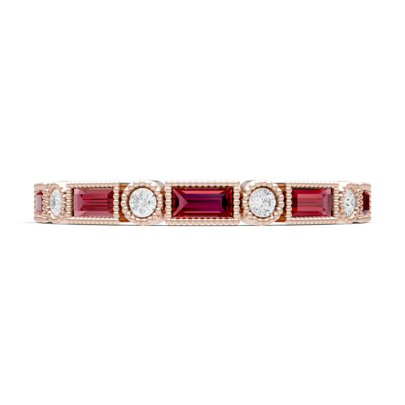 Dainty Alternating Gemstone Band - Baguette & Round