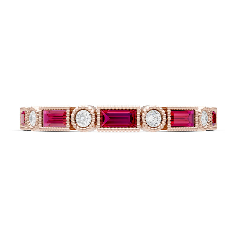 Dainty Alternating Gemstone Band - Baguette & Round