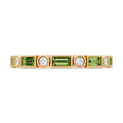 Dainty Alternating Gemstone Band - Baguette & Round