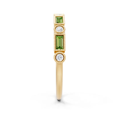 Dainty Alternating Gemstone Band - Baguette & Round