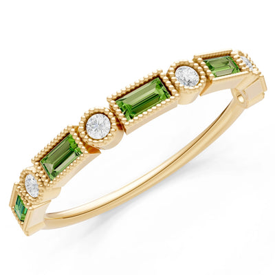 Dainty Alternating Gemstone Band - Baguette & Round