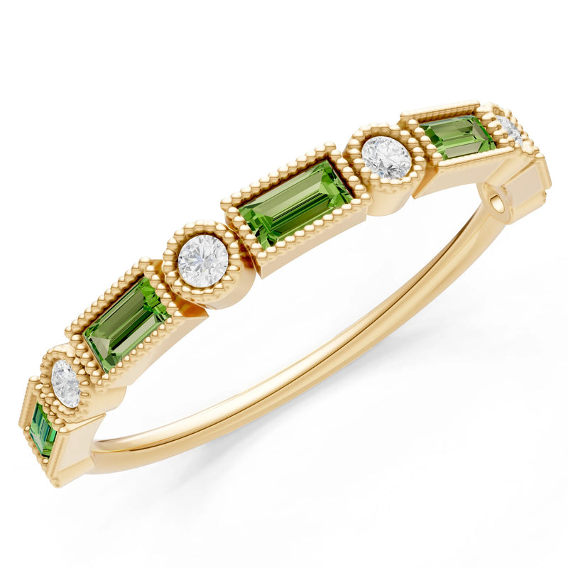 Dainty Alternating Gemstone Band - Baguette & Round