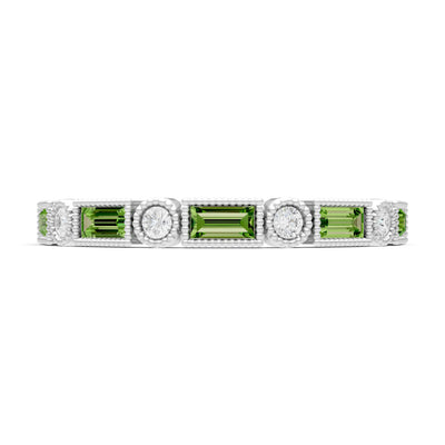 Dainty Alternating Gemstone Band - Baguette & Round