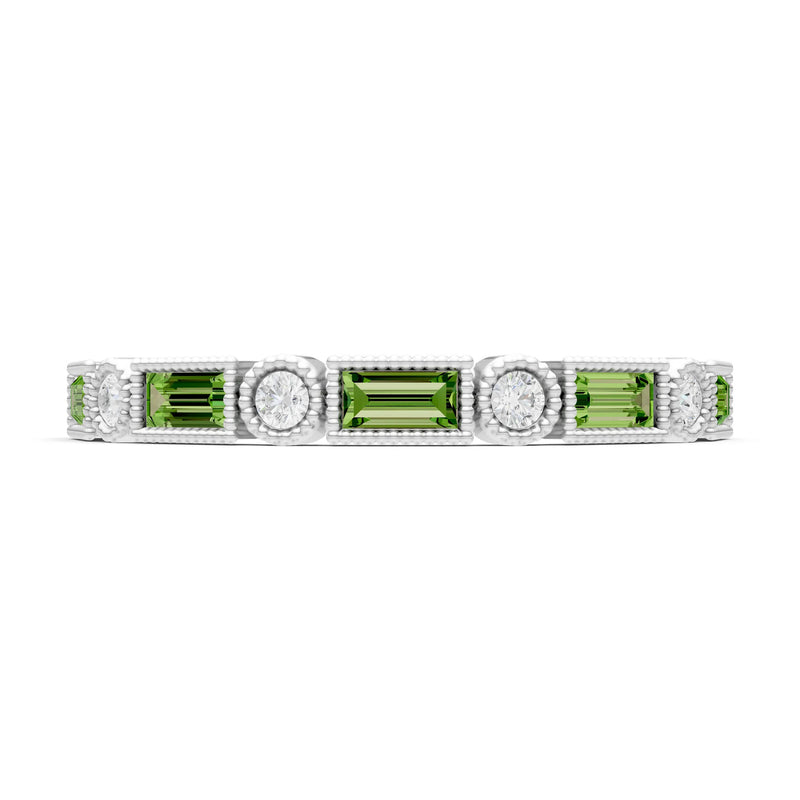 Dainty Alternating Gemstone Band - Baguette & Round