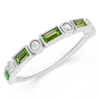 Dainty Alternating Gemstone Band - Baguette & Round