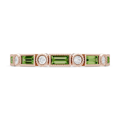 Dainty Alternating Gemstone Band - Baguette & Round