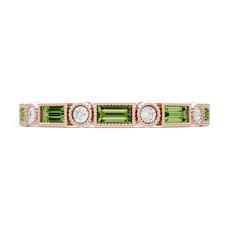 Dainty Alternating Gemstone Band - Baguette & Round