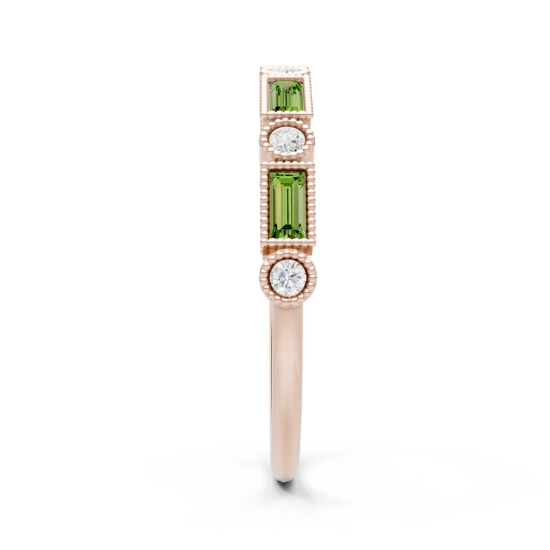 Dainty Alternating Gemstone Band - Baguette & Round