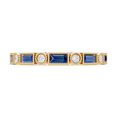 Dainty Alternating Gemstone Band - Baguette & Round