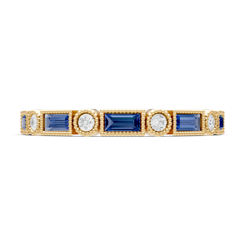 Dainty Alternating Gemstone Band - Baguette & Round