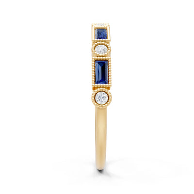 Dainty Alternating Gemstone Band - Baguette & Round