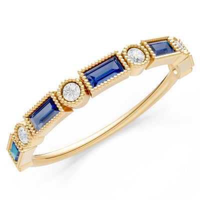 Dainty Alternating Gemstone Band - Baguette & Round