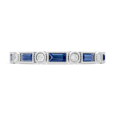 Dainty Alternating Gemstone Band - Baguette & Round