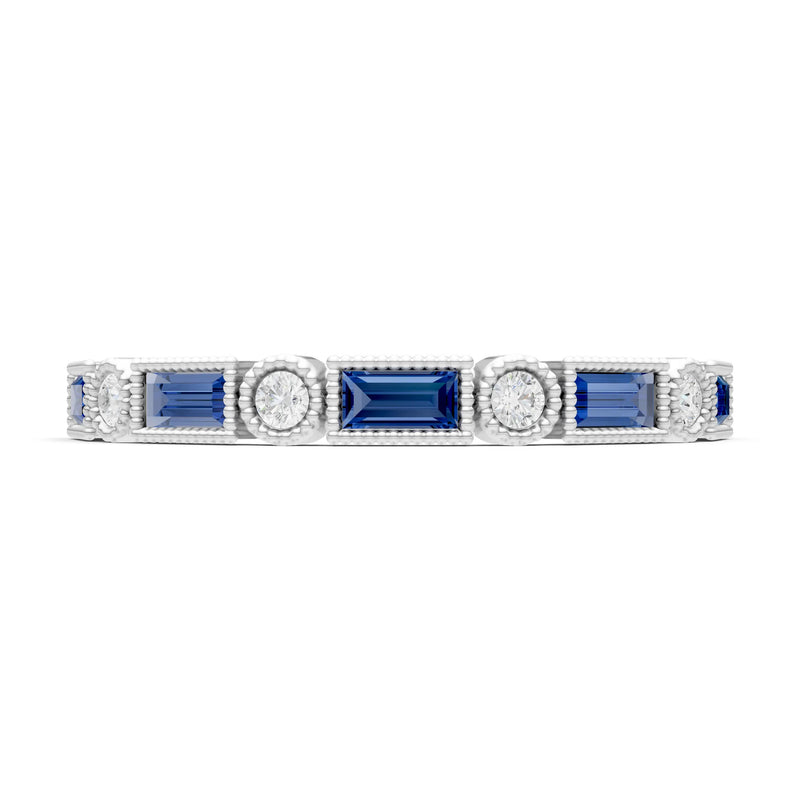 Dainty Alternating Gemstone Band - Baguette & Round