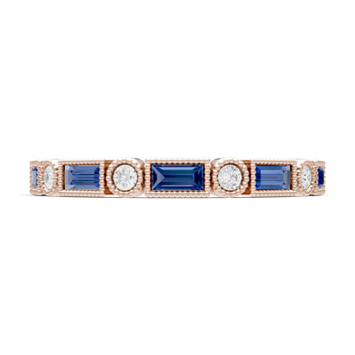 Dainty Alternating Gemstone Band - Baguette & Round