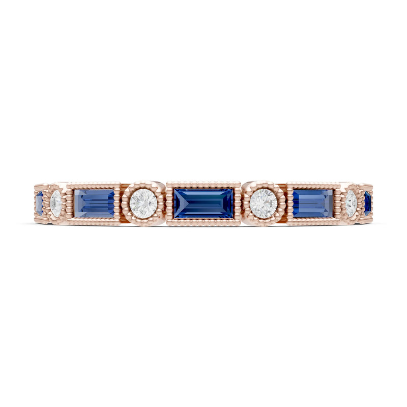 Dainty Alternating Gemstone Band - Baguette & Round