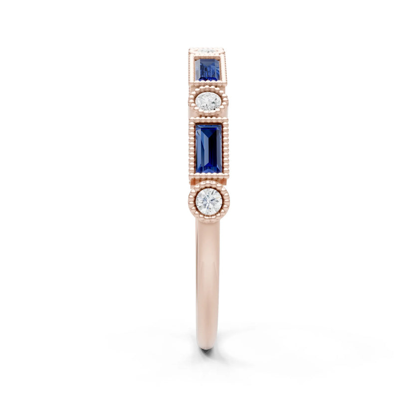 Dainty Alternating Gemstone Band - Baguette & Round