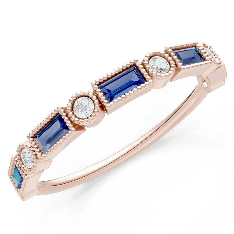 Dainty Alternating Gemstone Band - Baguette & Round