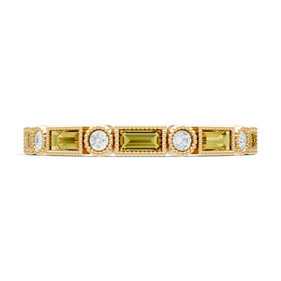 Citrine Dainty Alternating Gemstone Band - Baguette & Round