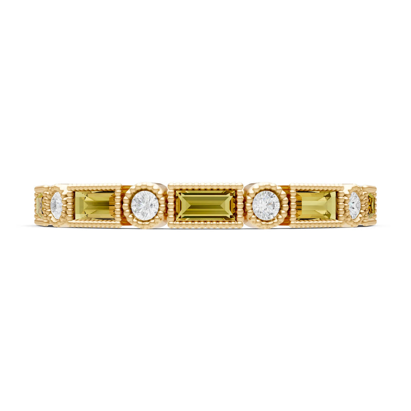 Citrine Dainty Alternating Gemstone Band - Baguette & Round