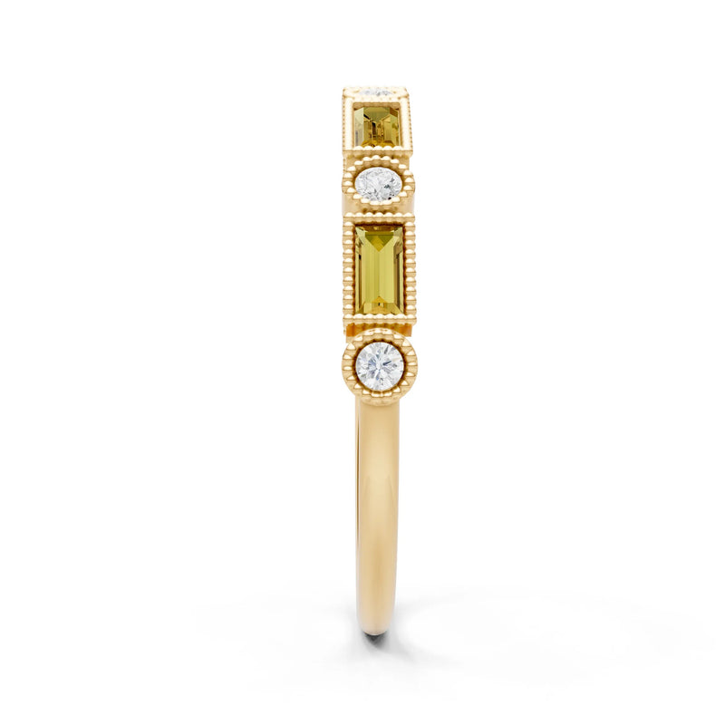 Dainty Alternating Gemstone Band - Baguette & Round